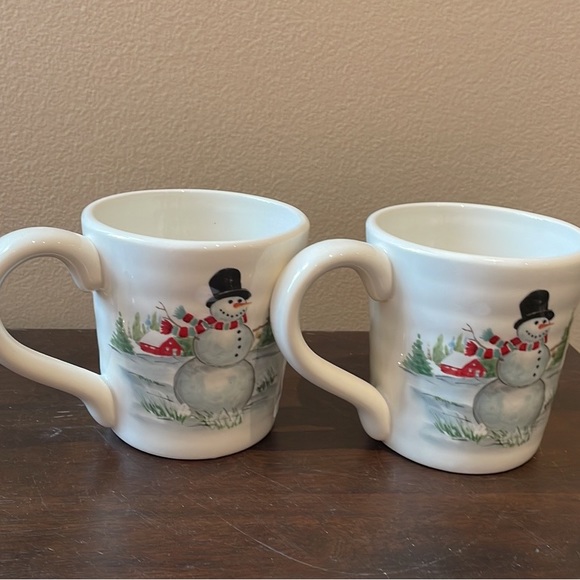 Other - Maxcera Coffee Mugs Set Of 2 Cups New Christmas Trees Snowman Family